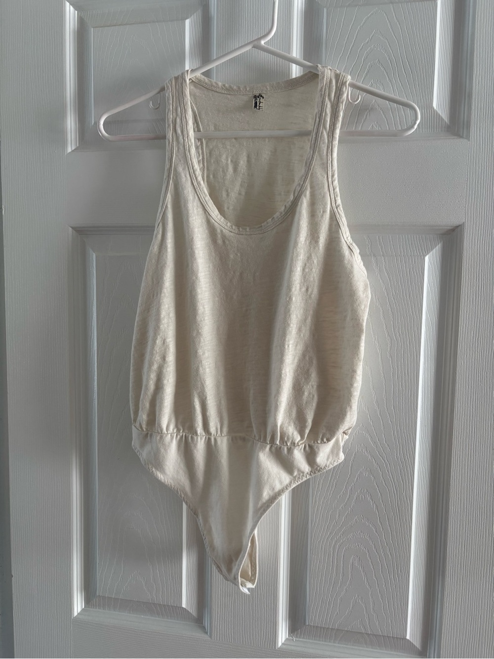 Free People Cream Scoop Neck Sleeveless Bodysuit